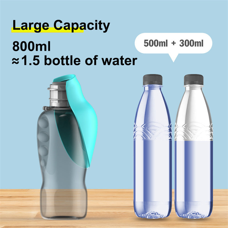 Portable Pet Water Bottle -800ml/leakproof with foldable bowl