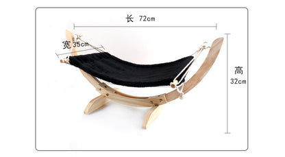 Cozy Wooden Cat Hammock Bed | Elevated Cat Lounge & Space-Saving Pet Bed