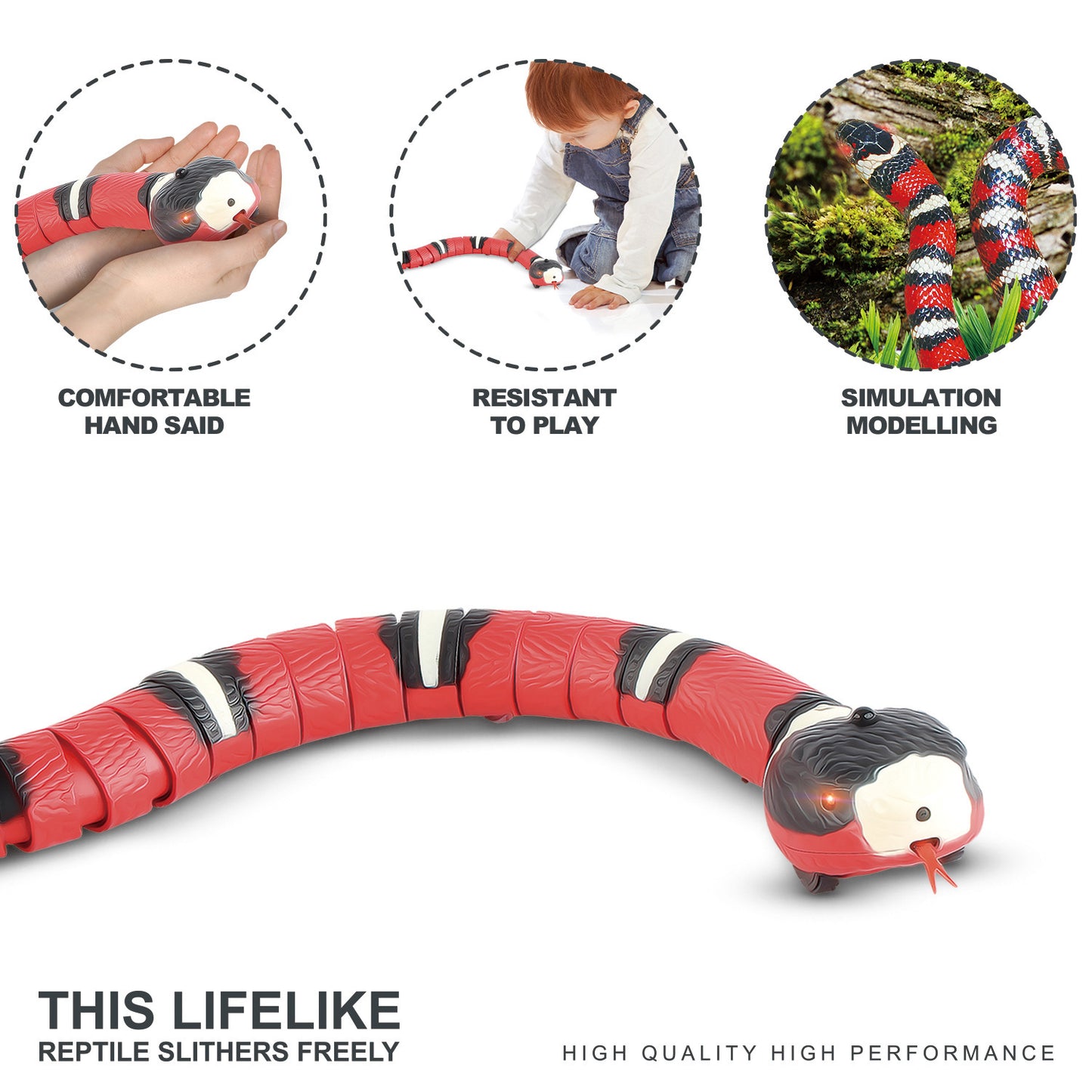 Smart Sensing Snake Cat Toy – CE Certified | USB Rechargeable