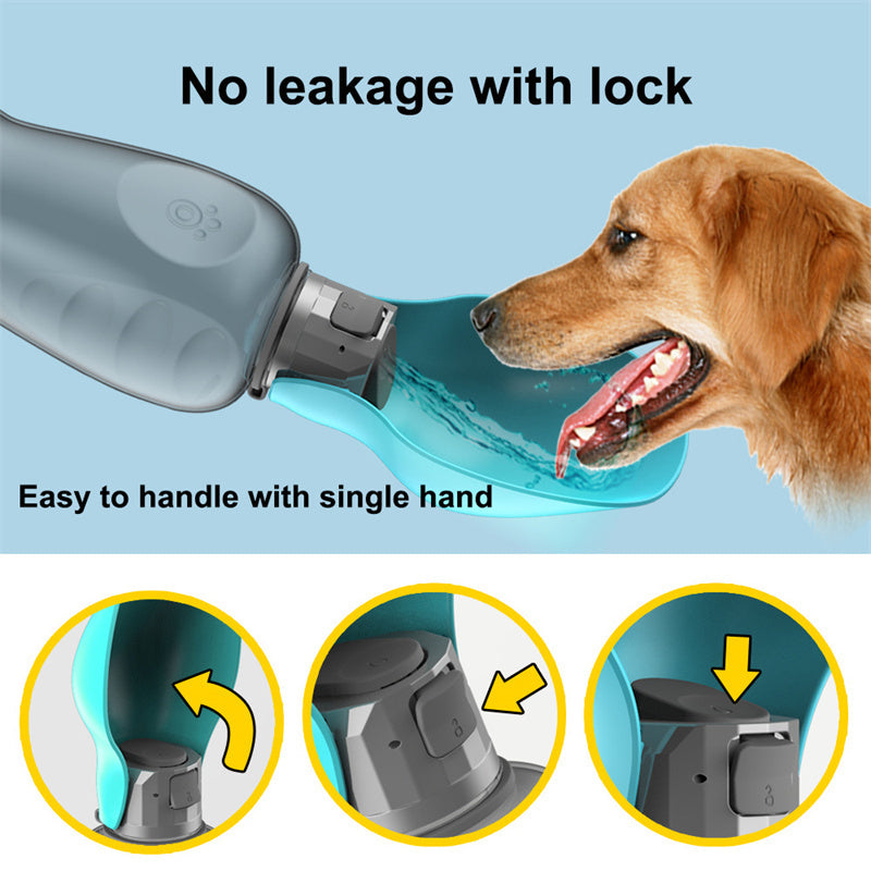 Portable Pet Water Bottle -800ml/leakproof with foldable bowl