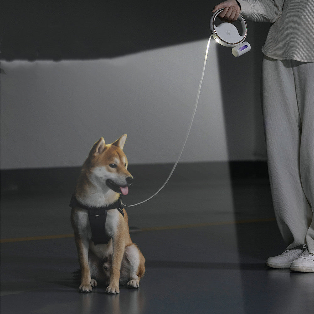 Smart LED Retractable Dog Leash – Light-Up & Tangle-Free for Safe Walks