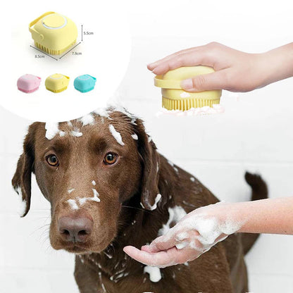 Silicone Dog Bath & Massage Glove – Pet Grooming Brush with Shampoo Dispenser for Dogs & Cats, Easy Cleaning Tool